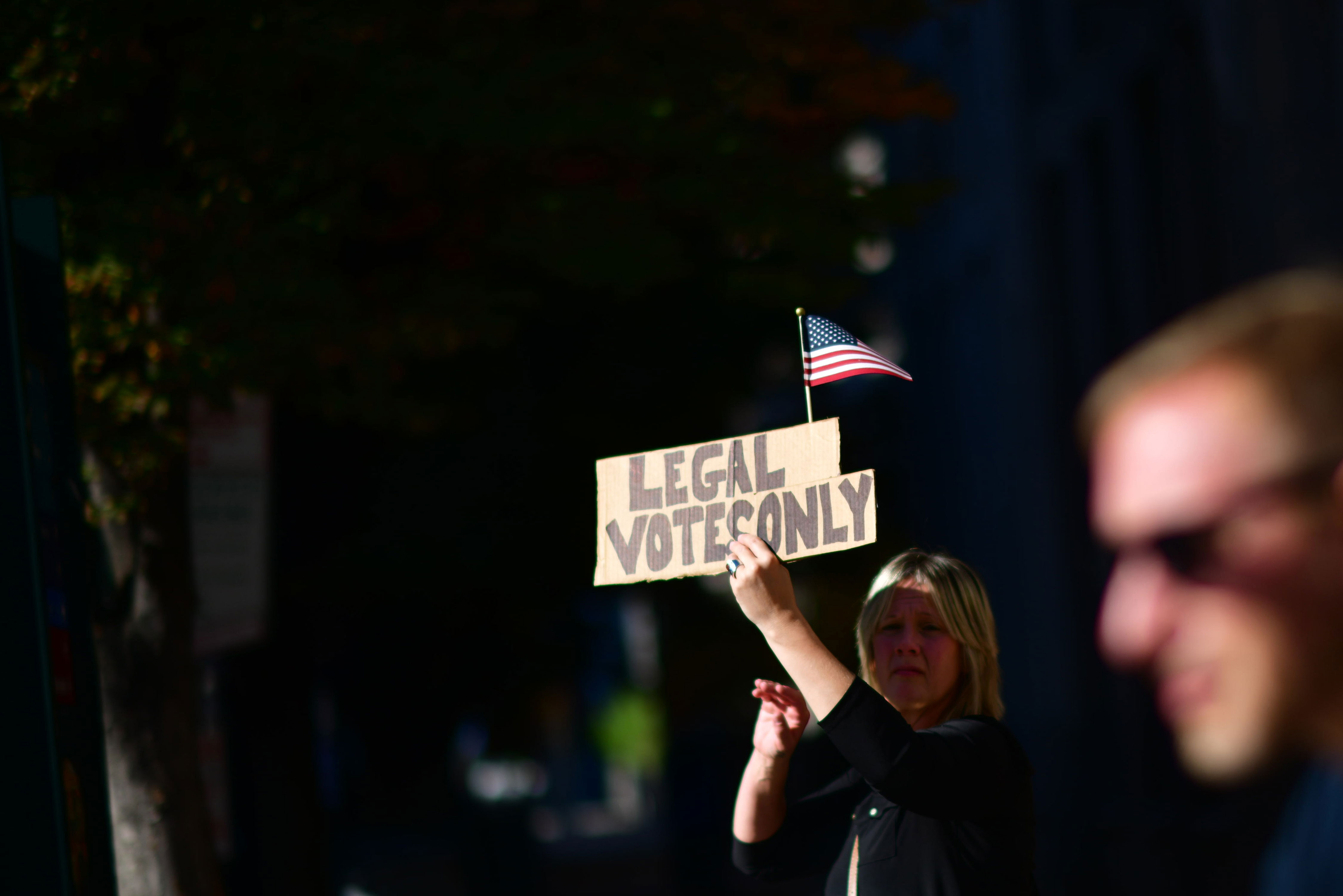                  A Trump supporter in Philadelphia while votes were being counted in 2020.