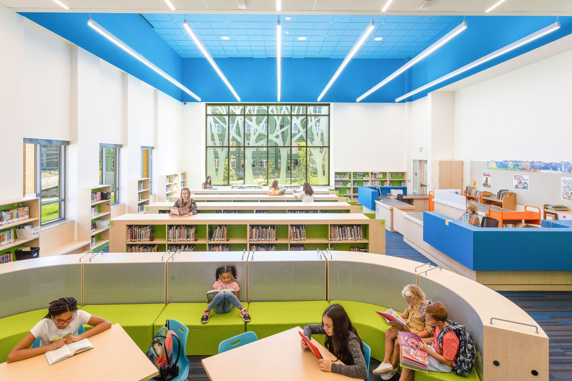 Easton’s Cheston Elementary School was designed by Alloy5 to act as an anchor for a neighborhood in transition with a secure, academic wing and inviting community and green space. Photo by Karlo Gessner.
