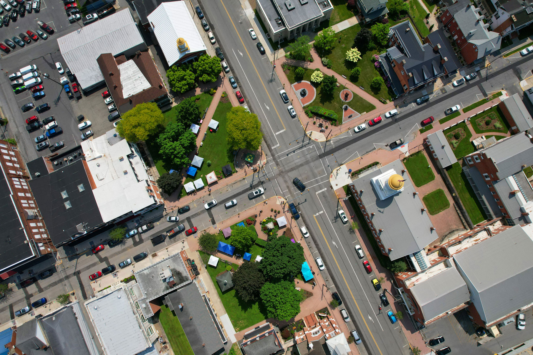 An overhead shot of Bedford, which the Shapiro administration visited as part of its Main Street Matters tour.