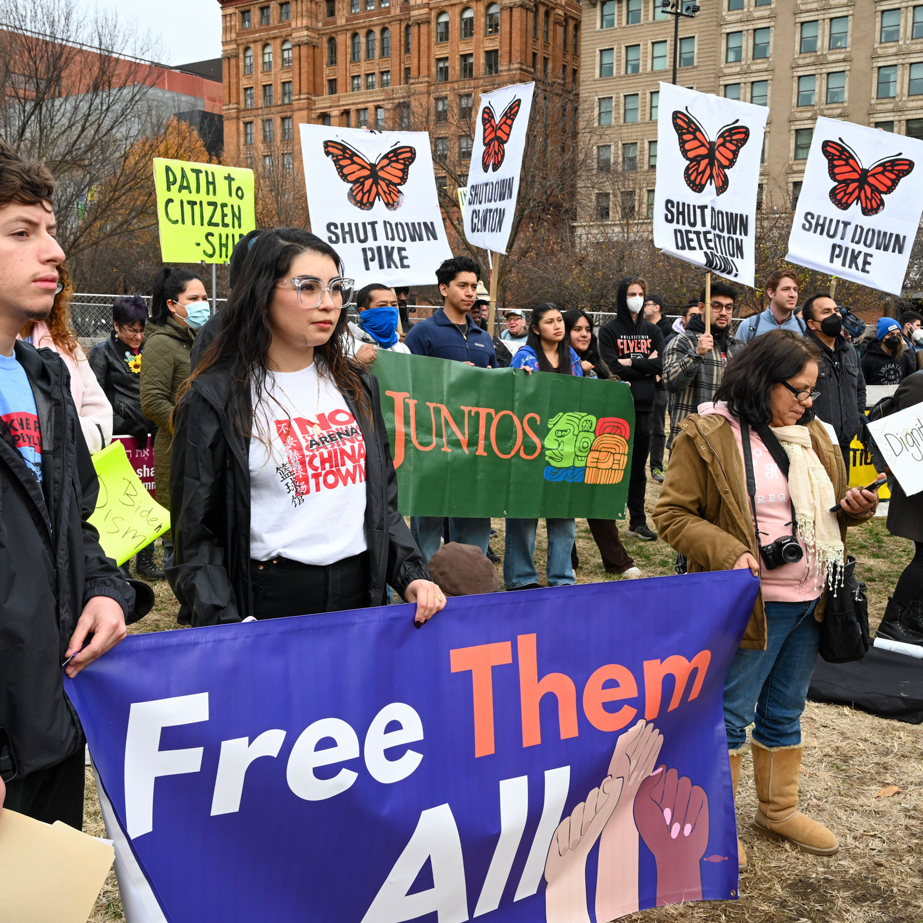 Attendees gather at a march in support of immigrants in Philadelphia in December.