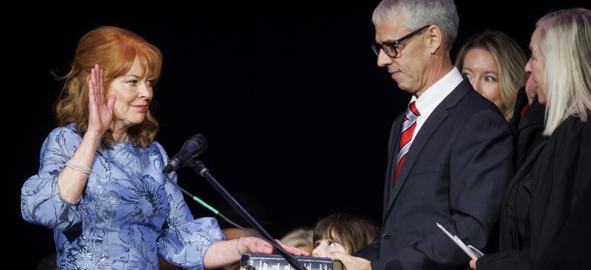 Pennsylvania Treasurer Stacy Garrity was sworn in for her second term as treasurer on Tuesday.